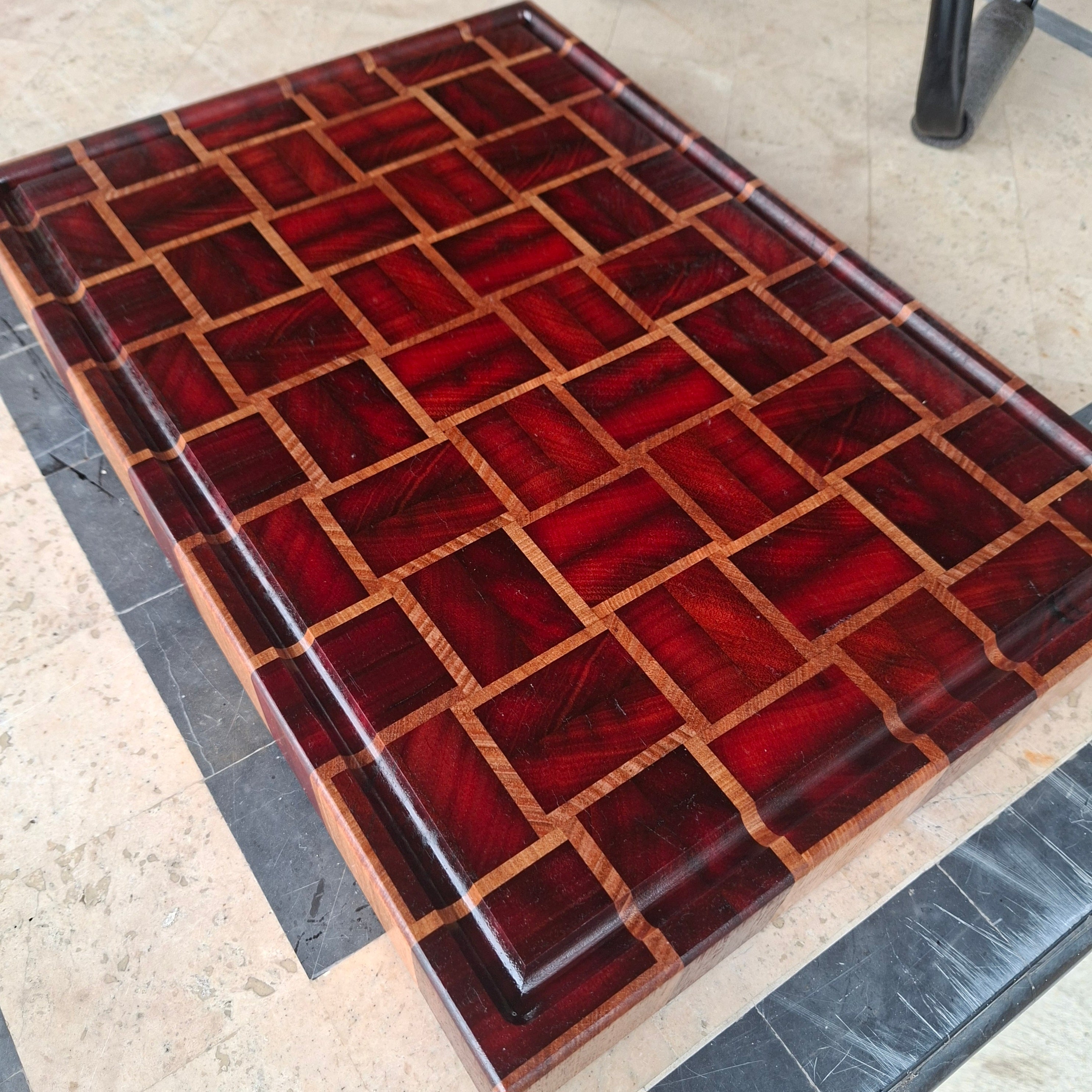 Basket Weave End Grain Board- Reclaimed Jarrah and Tasmainian Oak 500x330x50
