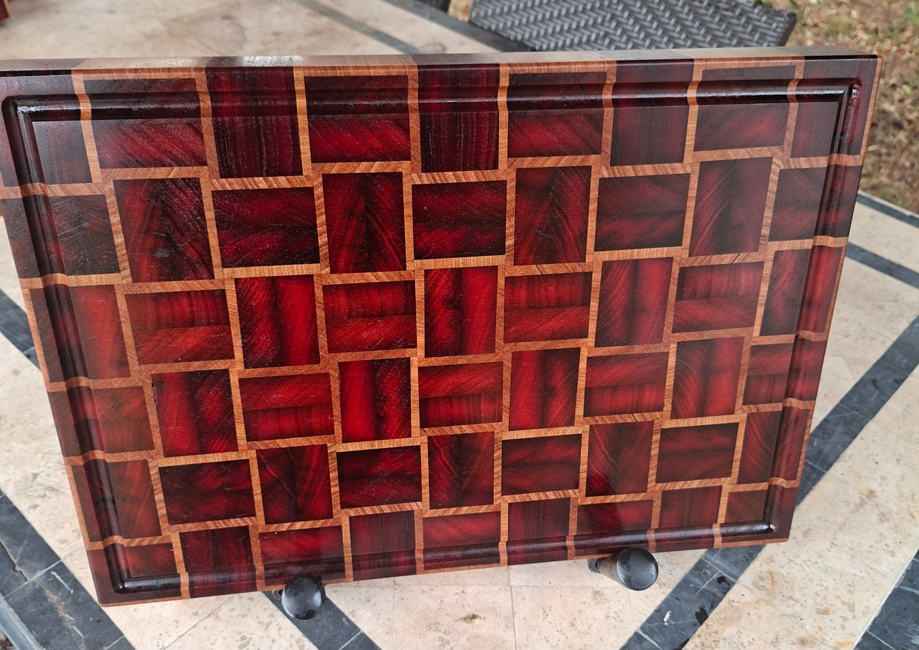 Basket Weave End Grain Board- Reclaimed Jarrah and Tasmainian Oak 500x330x50
